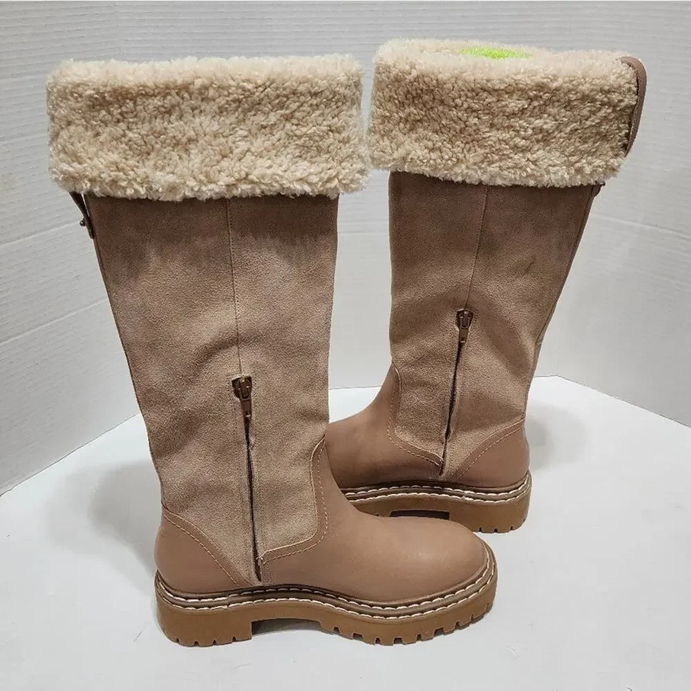 Splendid Antonia faux fur trimmed warm sand leather boots Women's size 8 new!! - Picture 3 of 13